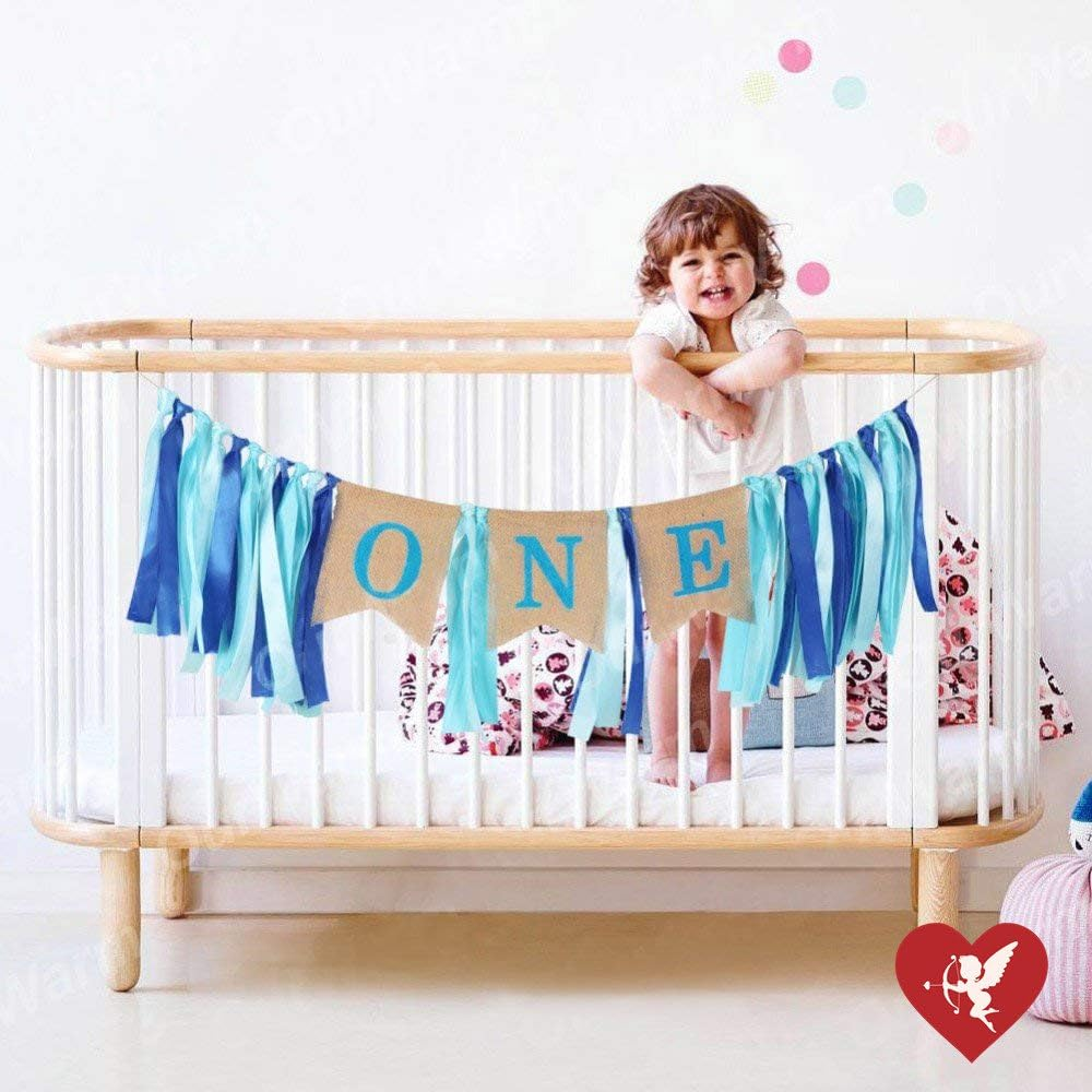 SS Cohen 1St Birthday Decorations,Baby Boy'S First Birthday Banner,Burlap Highchair Banner for 1St Birthday Boy Decorations