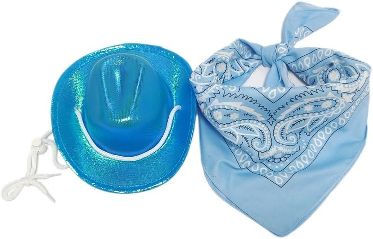 Dog Cowboy Hat Dog Cat Cowboy Hat Costume Cowboy Accessories for Pet Space Shiny Cowboy Hats for Dog Cat (Blue, One Size) image number 2