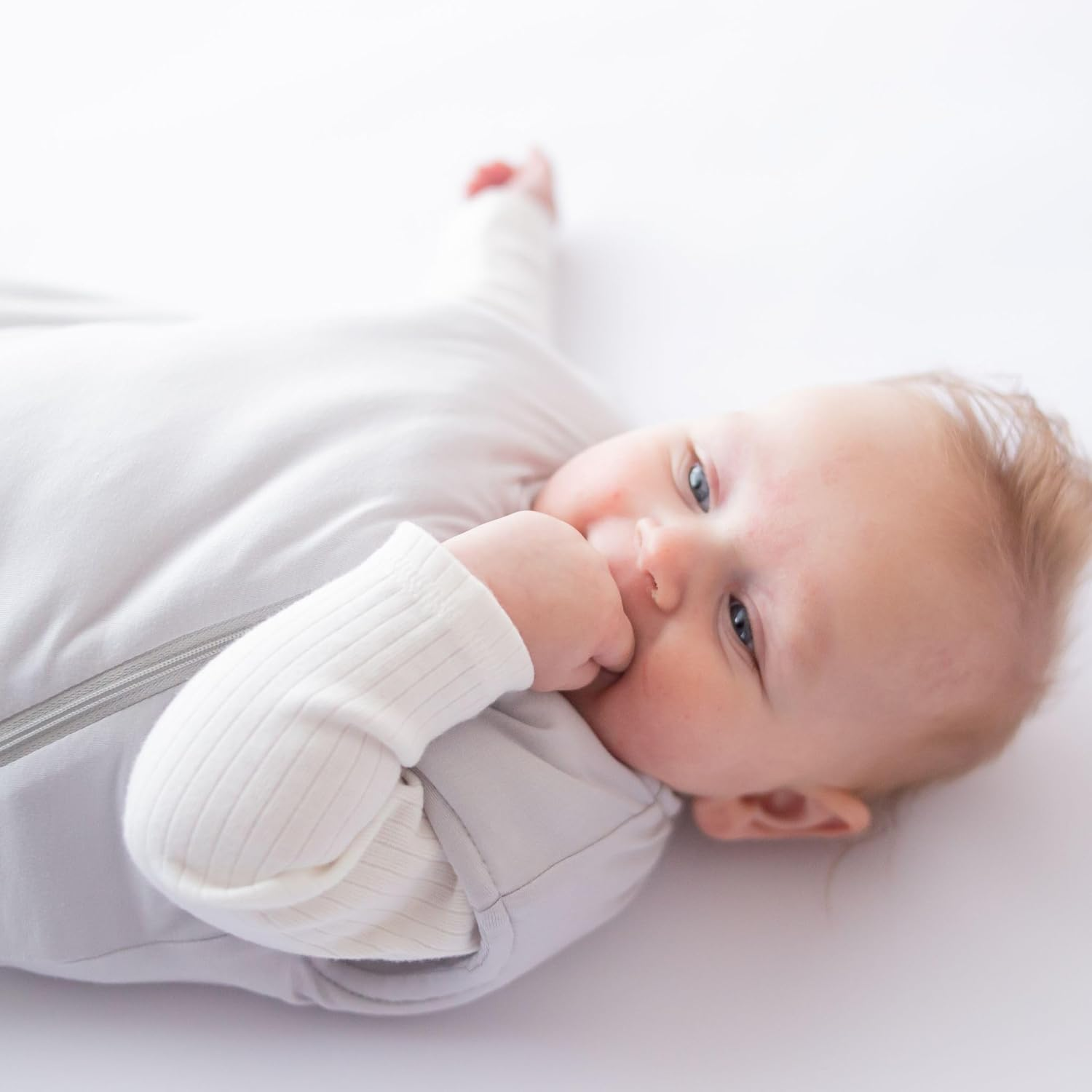 Baby Sleeping Bag 1 TOG for Babies 0-6 Months, Bamboo Fabric for Moderate Temp. (18 to 24&deg;C), Highly Breathable, J-Shaped Double Zipper for Easy Nappy Changes, Grey Storm - by Zoe Sage image number 6