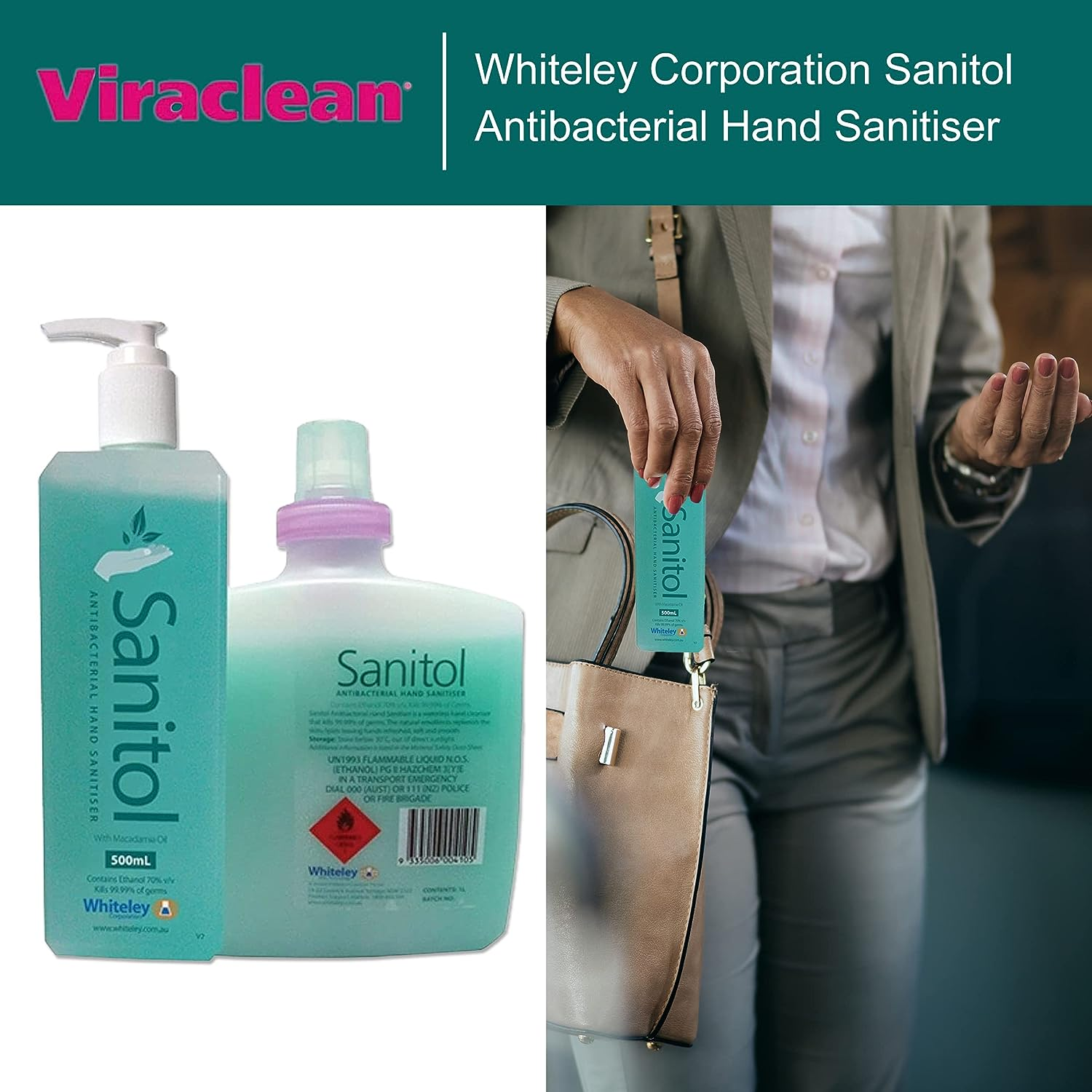 Sanitol Antibacterial Hand Sanitiser, Green, 500 Ml, (190557) image number 3