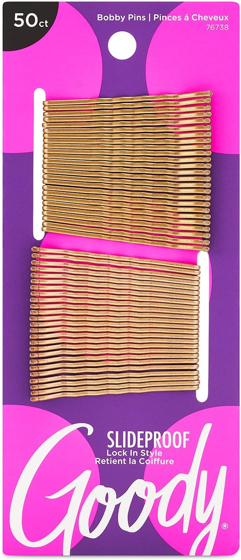 Goody Slideproof Hair Bobby Pins, 26 Count, Metallic Blonde, Slideproof and Lock-In Place, Suitable for All Hair Types, Pain-Free Accessories for Women, Men, Boys and Girls, All Day Comfort