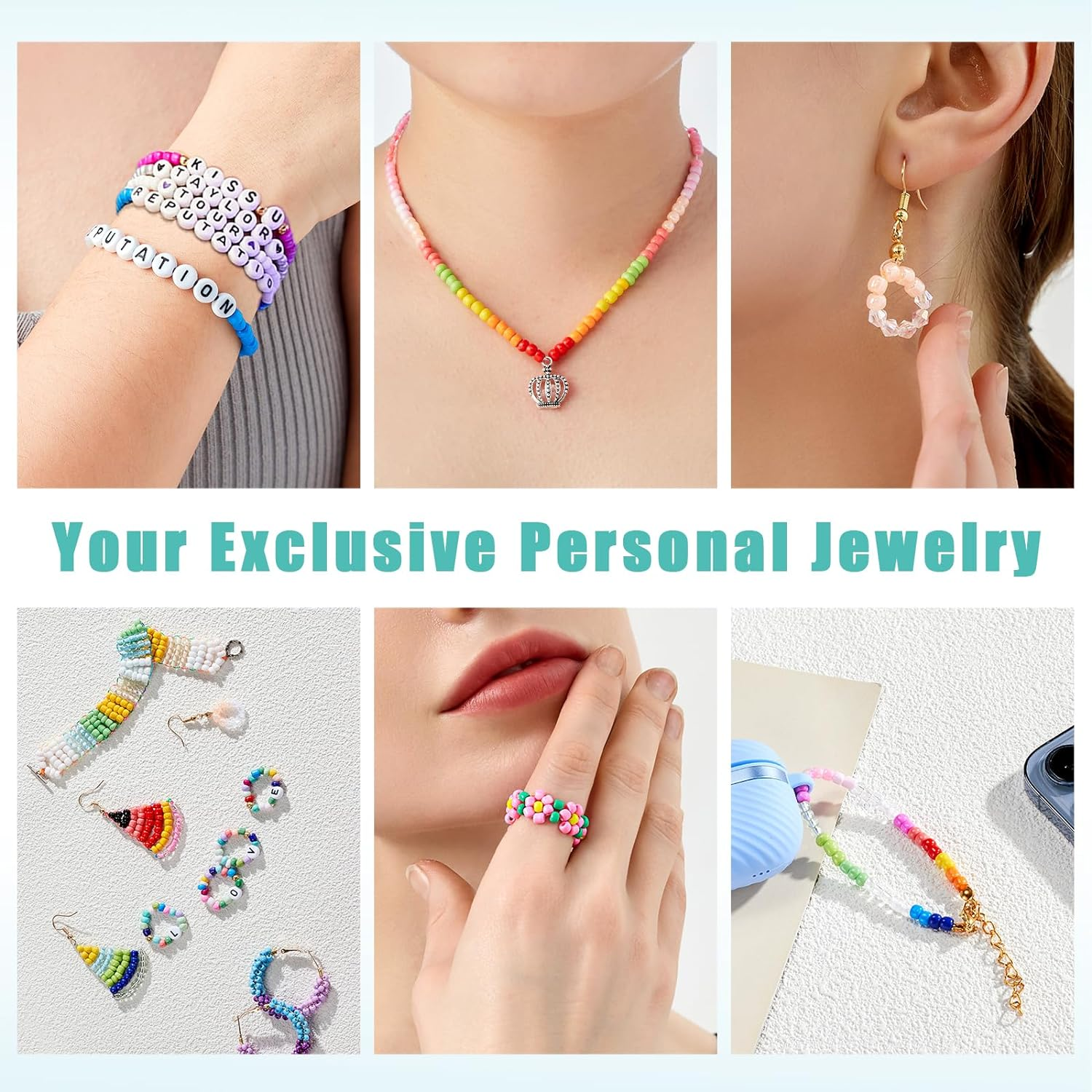 LEUCHTAMOR 4Mm Glass Seed Beads, 6600Pcs 28 Colors Seed Beads for Bracelets, 1000Pcs Letter Beads for Making Name Friendship Bracelets Jewelry Crafts in Plastic Box with Elastic Cord for Adult image number 2