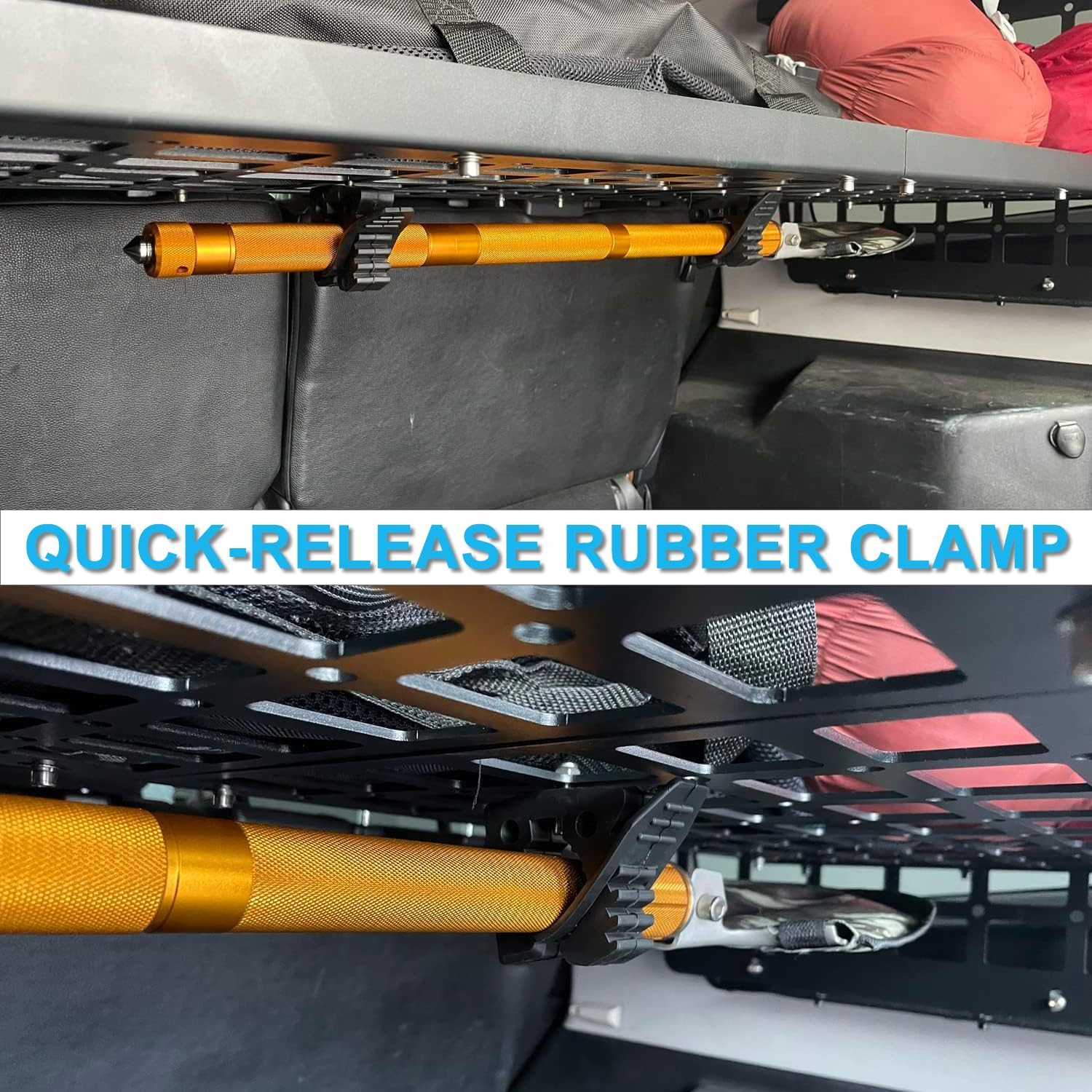 2PCS Quick-Release Shovel Holder for Truck Off-Road Tool Grip, Adjustable Rubber Clamp Mount for UTV ATV Van Trucks Boat Train image number 6