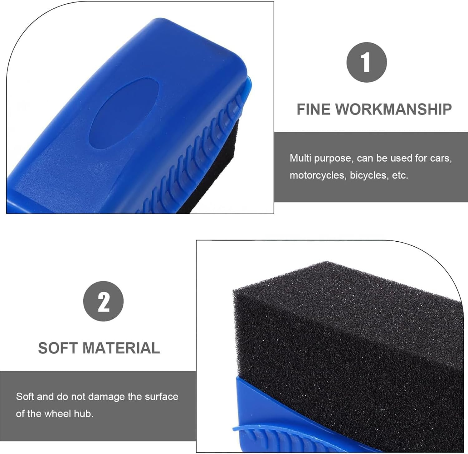 2 Pcs Car Wheel Waxing Sponge Tire Shine Applicator, Tire Dressing Applicator, Car Tire Shine Applicator Tire Shine Sponge Pad, Reusable Tire Polish Applicator (Blue) image number 4