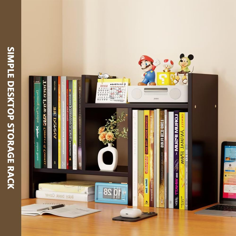 Adjustable Desktop Organizer Shelf &ndash; Natural Wood Office Storage Rack, Freestyle Desk Bookshelf for Home, Countertop Bookcase for Books, Supplies, Decor & Gifts image number 5