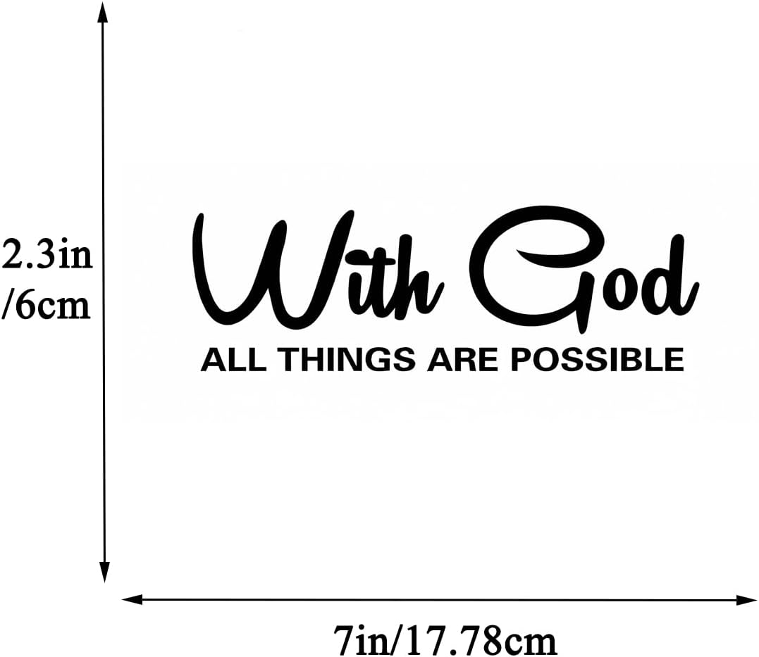 With God All Things Are Possible Sticker Vinyl Decal for Car Window Bumper Laptop 2Pack (Black) image number 4