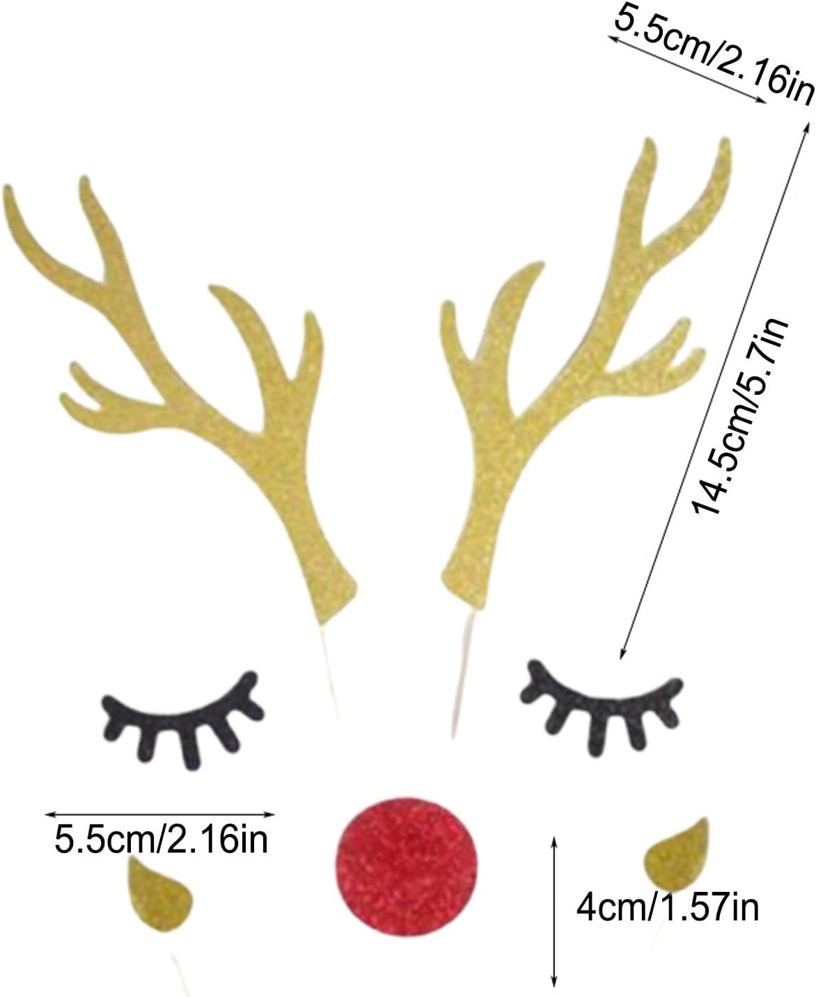 Cake Topper Cards | Cake Decoration Deer Antler Bunny Ears Cake Topper,Festive Cake Dessert Toppers Cake Decorating Supplies for Birthday Christmas image number 4