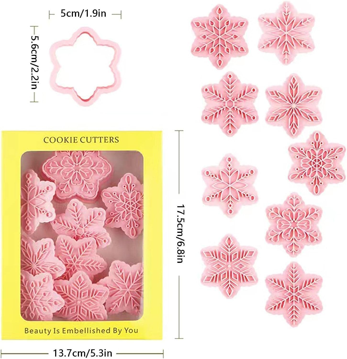 Christmas Pastry Stamper - Snowflake Thanksgiving Christmas Pastry Stamp for Biscuit Cookie,Embossing Cutters for Fondant Biscuit Baking Molds image number 3