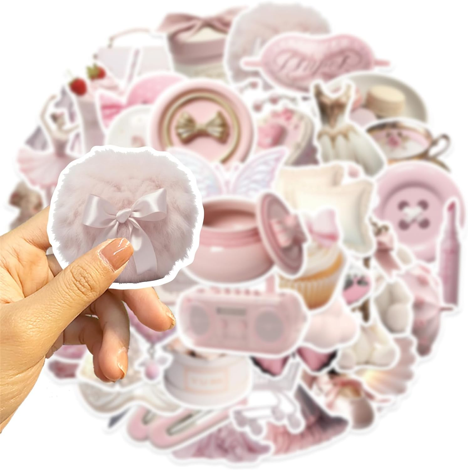 50PCS Vintage Coquette Aesthetic Stickers, Gentle Ballet Style Graffiti Sticker, Valentine Day Stickers for Girl Water Bottles Laptop Pink Decal for Phone Cases, Coquette Room Decor Vintage, DE001 image number 2