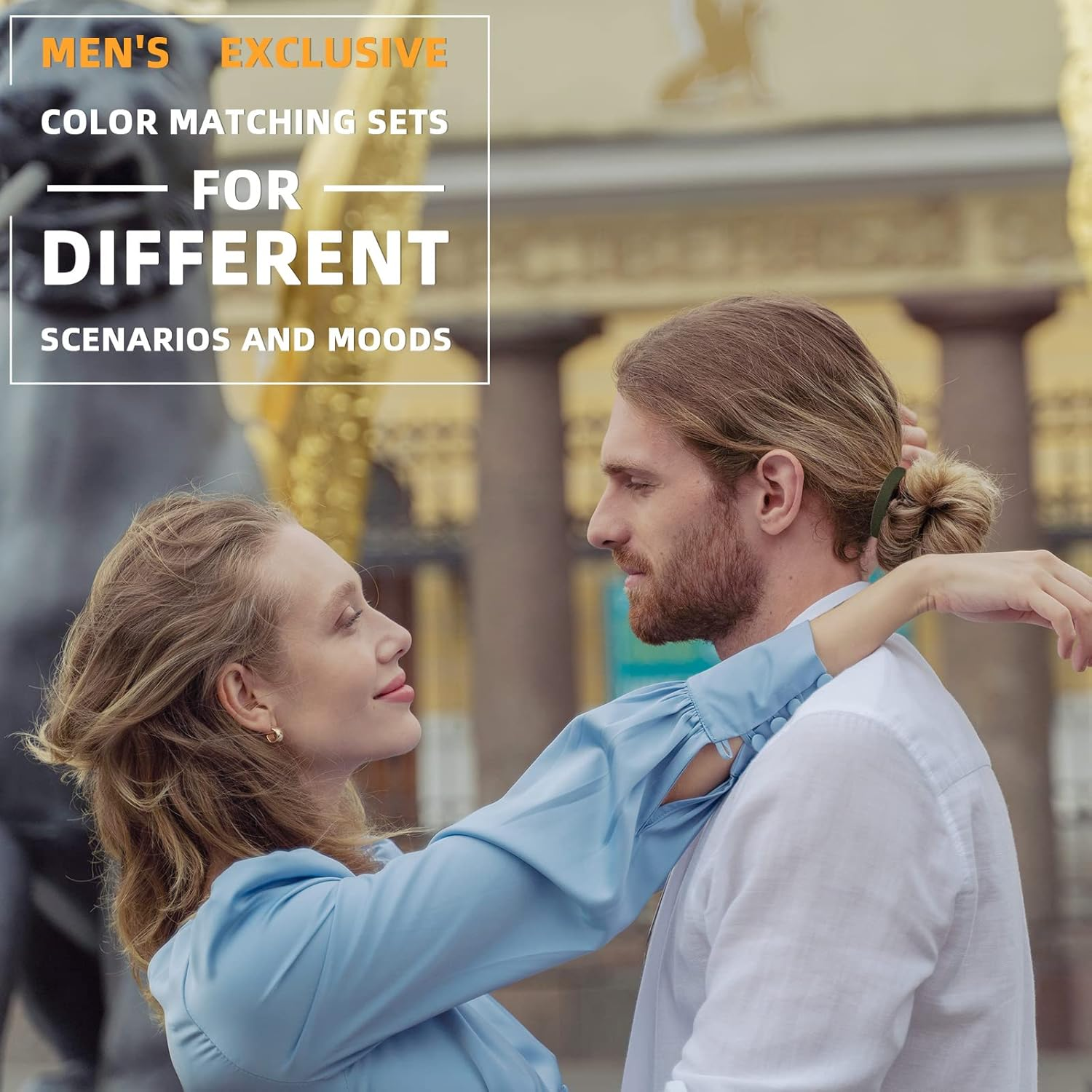 Juexica 30 Pcs Knotted Mens Hair Ties, Elastic Flat Man Bun Hair Tie for Men, Hair Ties for Long Curly Long Hair (Multicolored) - Black,Dark Green,Gray,Green,Khaki,Silver image number 3