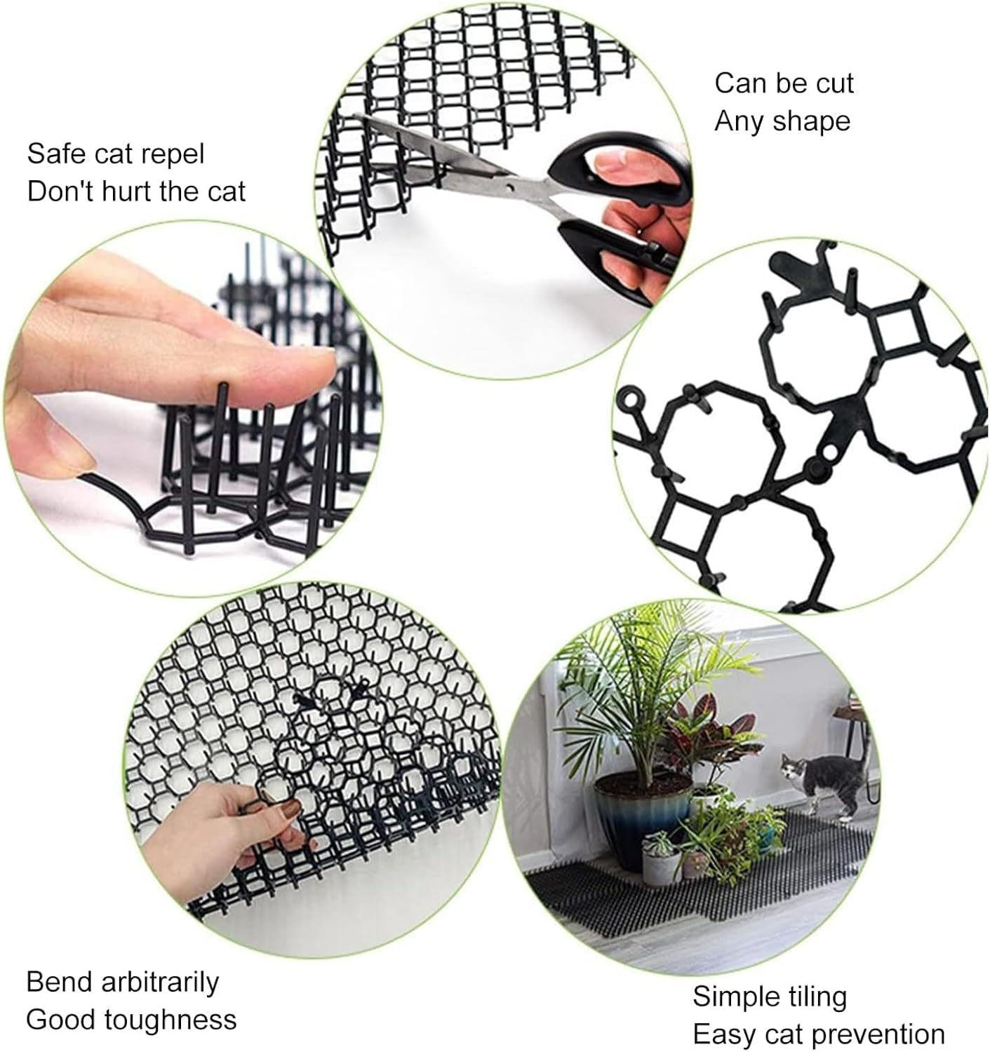 10 Pcs Cat Deterrent Scat Mat for Cats,8X16 in Scat Mat for Cats,Cat Repellent Outdoor Cat Scat Mat,Cat Scat Mat with Plastic Spikes Cat Deterrent Mats Scat Mat,Cat Spike Mat Anti-Dig for Garden image number 2