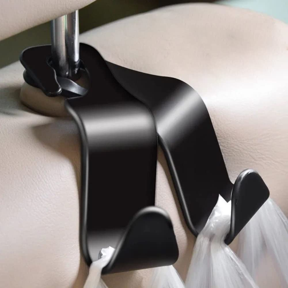 Tongke 6 Pack Car Seat Headrest Hooks, Holder Storage Hook for Car Handbag Clothes Coats Grocery Bags, Black
