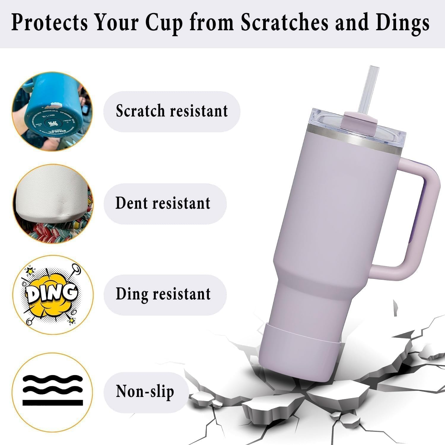 WADY 2-Pack Silicone Boot for Stanley Tumbler 30 40 Oz, Compatible with Yeti, Simple Modern, Owala Water Bottle - Black image number 6