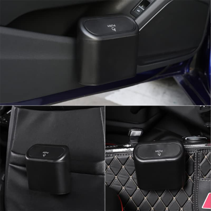 Auto Car Trash Rubbish Can Garbage Dust Dustbin Box Case Holder Bin Mini Trash, Easy to Attach & Space-Saving Design, Black, 6.3X5.63X3.35 In image number 6