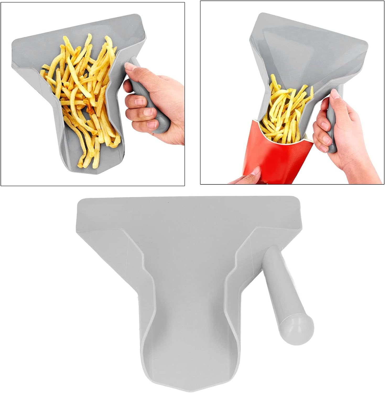 Popcorn Scoop, Food Grade French Fries Shovel French Fries Spatula, Quick Fill Tool for Food Bags & Boxes, French Fry Bagger Scooper for French Fries, Snacks, Right Handle