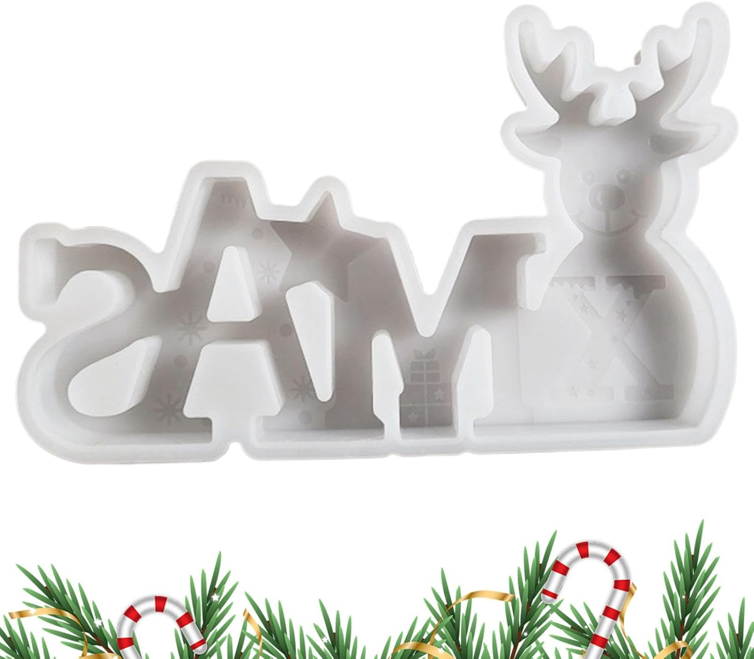 Christmas Deer Silicone Mold, Silicone Christmas Elk Soap Casting Mold, Holiday Baking Supplies, Nonstick Reusable Candy Mold for Chocolate, Candy, Soy Wax Candle