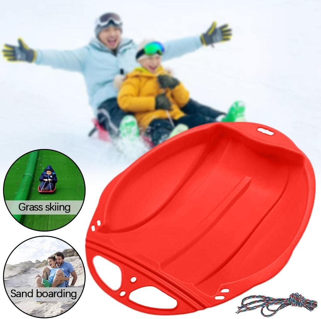 Generic Heavy Duty Snow Sled - Winter Snow Sledge Toboggan Winter Toy for Kids and Adults - Red image number 4