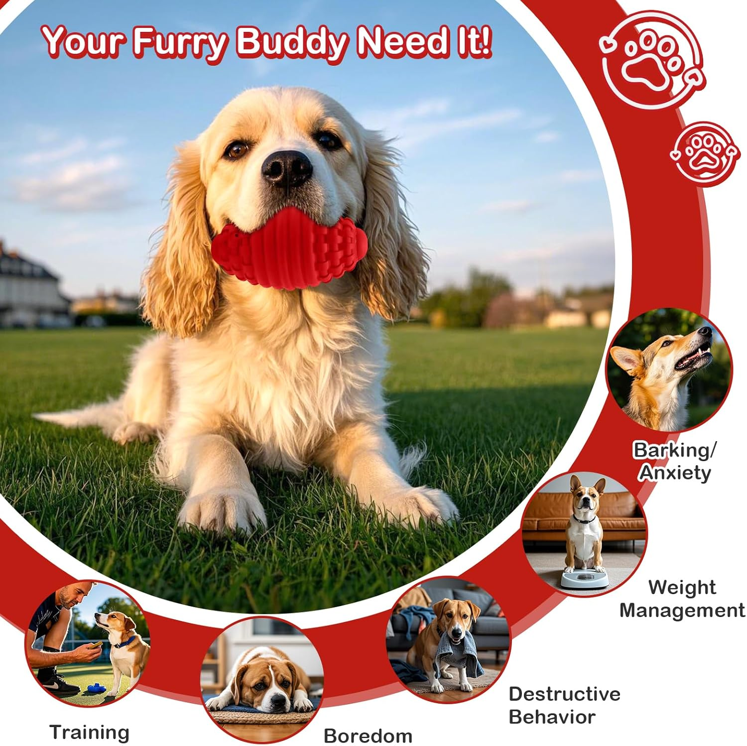 Squeaky Football Dog Toys for Aggressive Chewers: Non-Toxic Natural Rubber Premium Puppy Chew Ball with Squeaker, Almost Indestructible and Durable Pet Toy for Medium and Large Breed (Large, Beef) image number 5