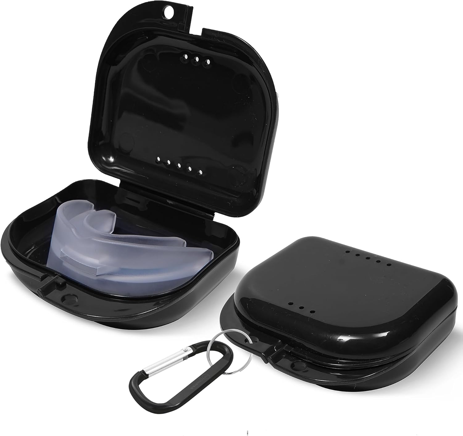 Retainer Case - Pack of 2 - Odorless Mouth Guard Case-Retainer Holder-Ventilated, Durable & Hygienic Night Guard Case for Carrying and Protecting Braces, Partial Dentures & Aligners-3.14 X 3.14 X 1.1