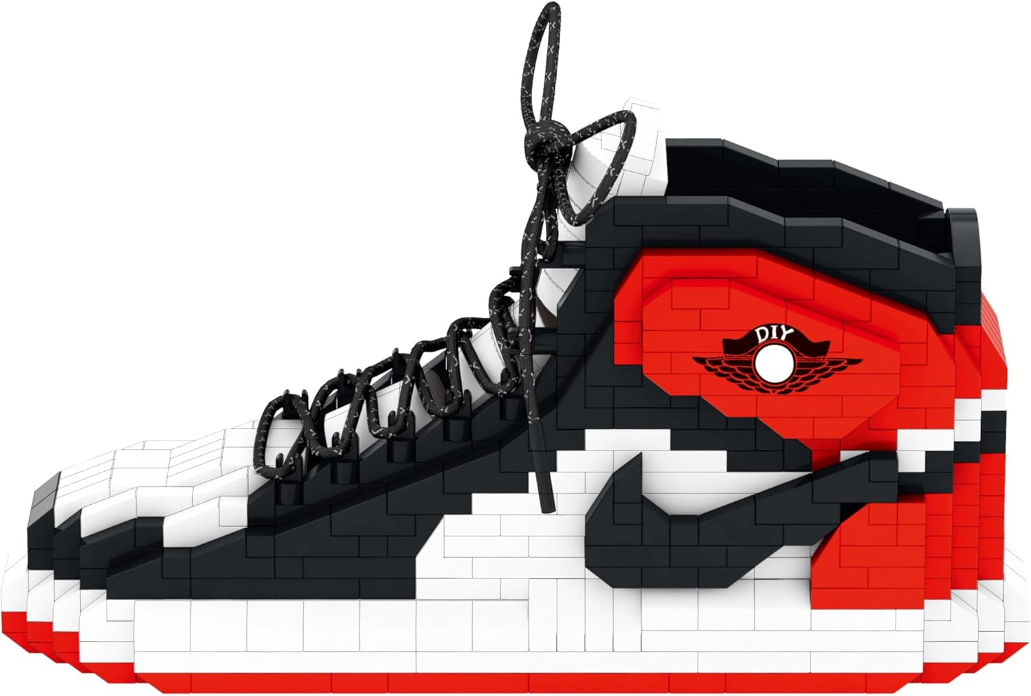 Mini Sneaker Building Blocks Set, 745 Pieces &ndash; DIY Basketball Shoe Toy for Kids (9+) & NBA Fans, Unique Gift Idea for Basketball Enthusiasts - Black-White-Red-1 image number 1