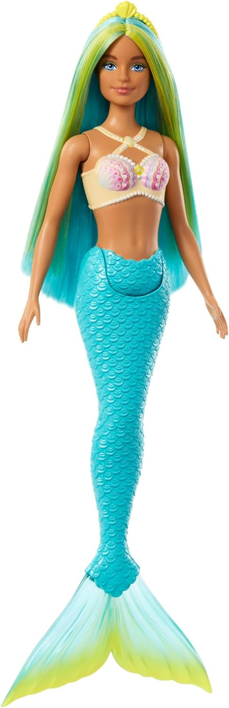 Barbie Mermaid Dolls with Fantasy Hair and Headband Accessories, Mermaid Toys with Shell-Inspired Bodices and Colorful Tails image number 4
