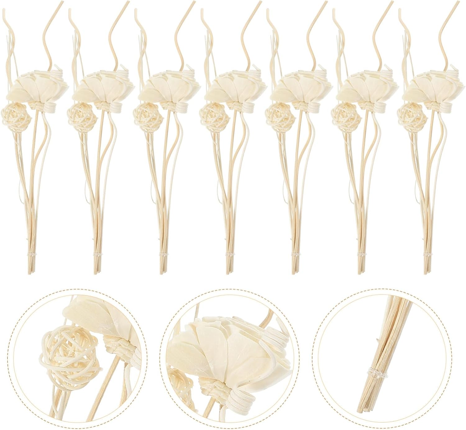 Cabilock 1 Set Rattan Wood Reed Diffuser Sticks, White, Flower Shaped, Essential Oil Aroma Diffuser Set, Home Office Decor image number 6