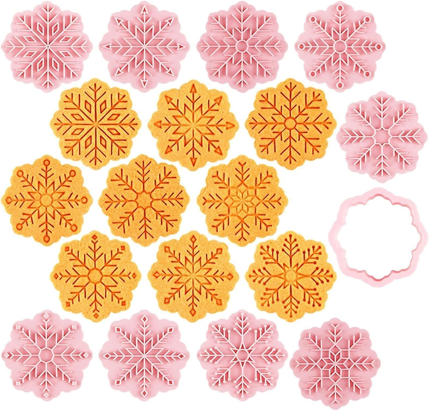Christmas Pastry Stamper - Snowflake Thanksgiving Christmas Pastry Stamp for Biscuit Cookie,Embossing Cutters for Fondant Biscuit Baking Molds image number 6