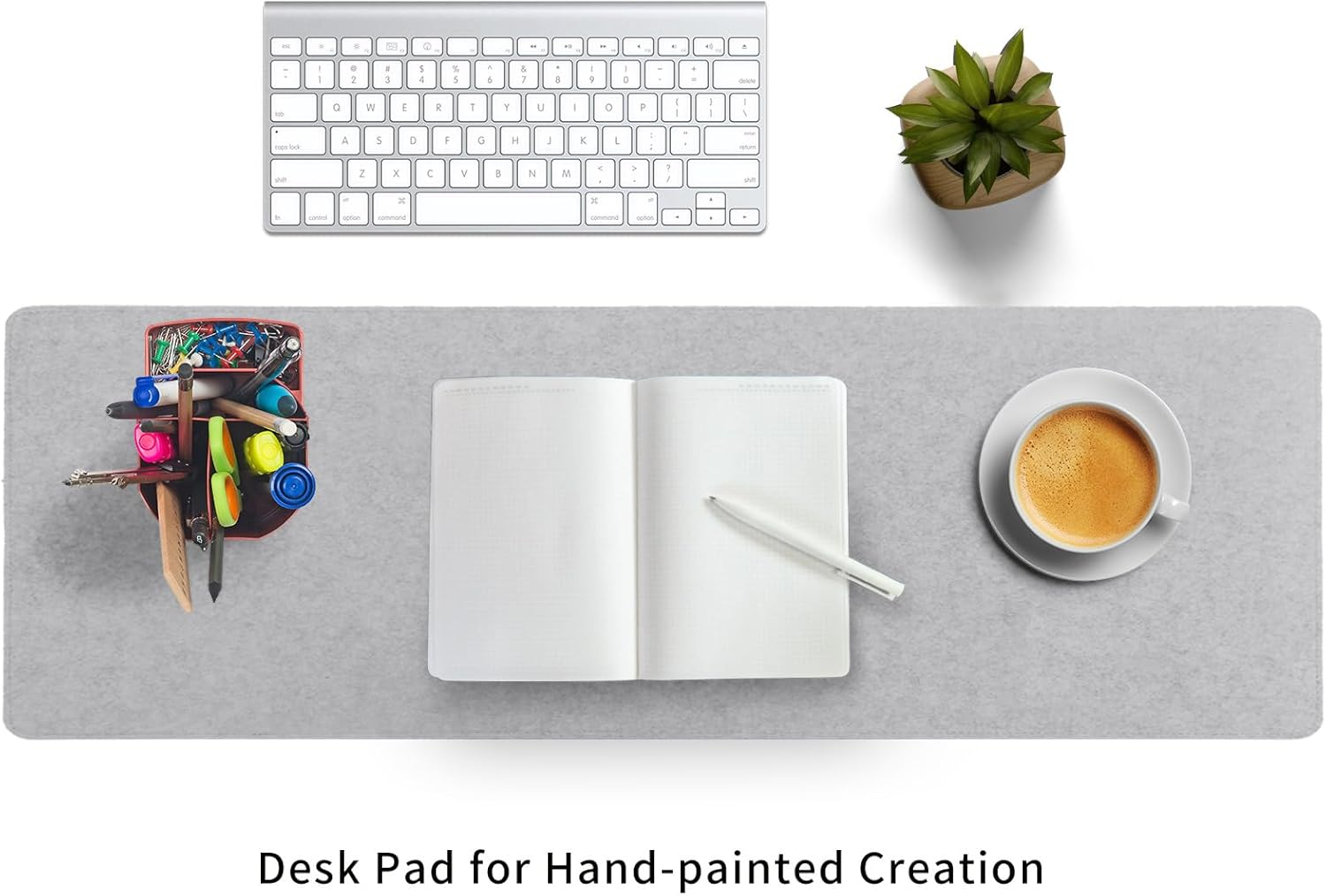 Dawntrees Felt Desk Pad,Keyboard Mat (35.5X12Inches),Large Felt Mouse Pad,Computer Desk Mat Xl,Desk Protector for Office (Light Gray) - Dark Gray image number 3