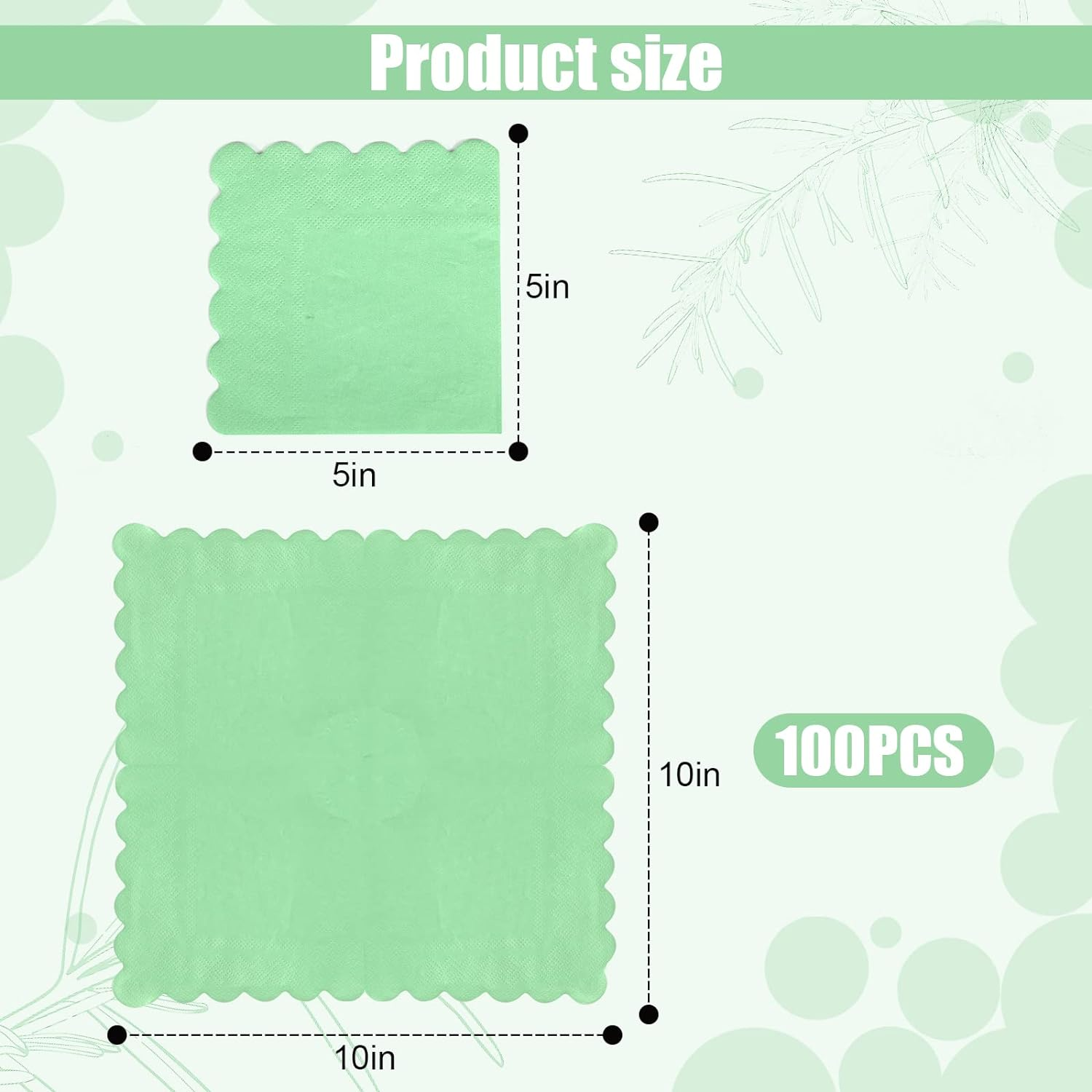 SAVITA 100Pcs New Sage Green Napkins, 10X10 Inch Scalloped Sage Green Paper Cocktail Napkins Disposable Party Sage Napkins for Wedding Birthday Party Dinning Supplies image number 6