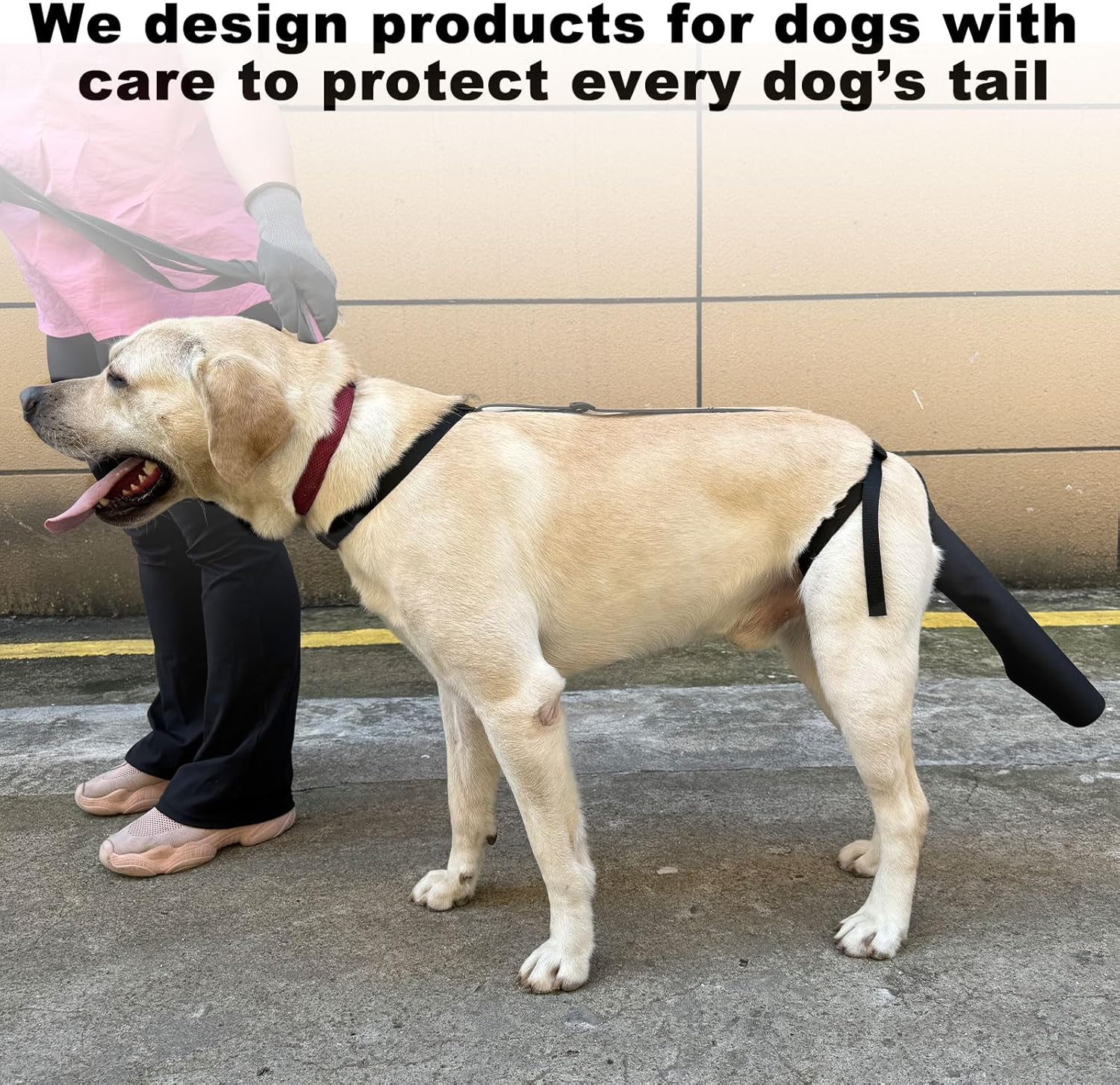 Dog Tail Protector, Dog Tail Guard Dog Tail Cover for Wounds Black Dog Harness with Tail Guard Dog Tail Protector Sleeve (Size L) image number 5