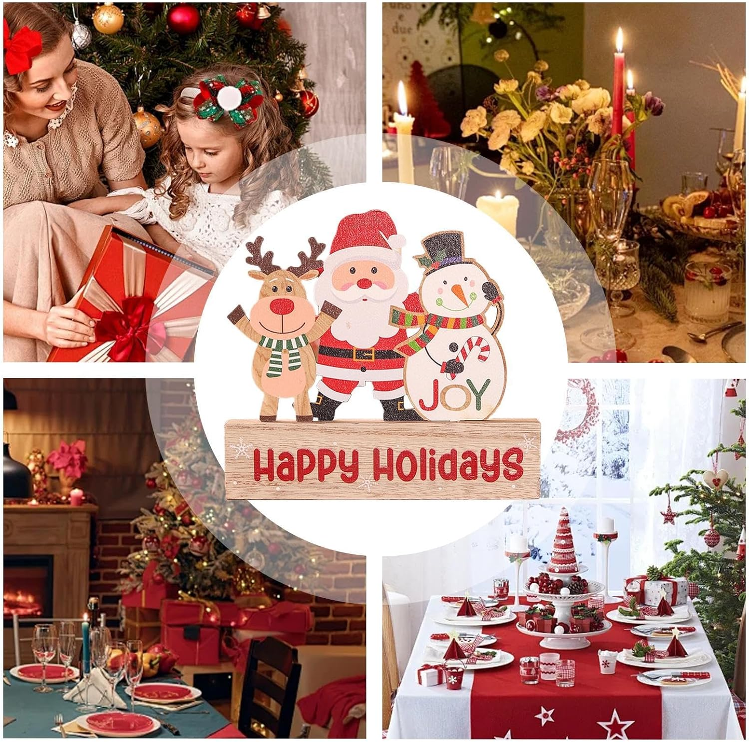 Christmas Table Top Wooden Sign,Scene Layout Ornaments | Indoor Christmas Decorations Christmas Wooden Tabletop Signs Christmas Tabletop Decoration for Tables image number 4