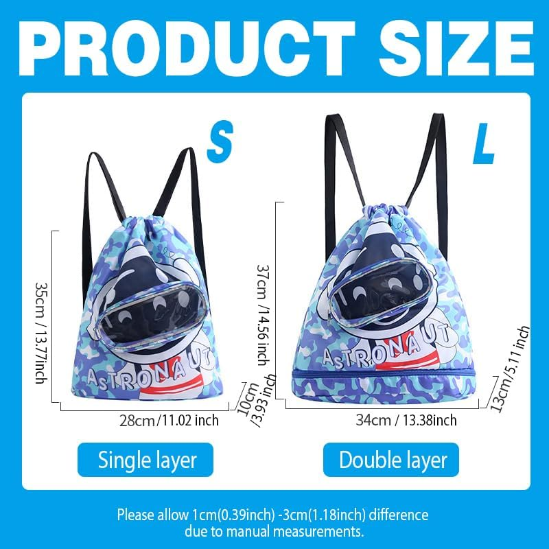 AIMALL Durable Kids Swim Backpack - Waterproof Oxford Cloth, Large Capacity, Lightweight, Ideal for Beach, Pool, Travel, Outdoor Activities - Green-Large (Double Layer) image number 3