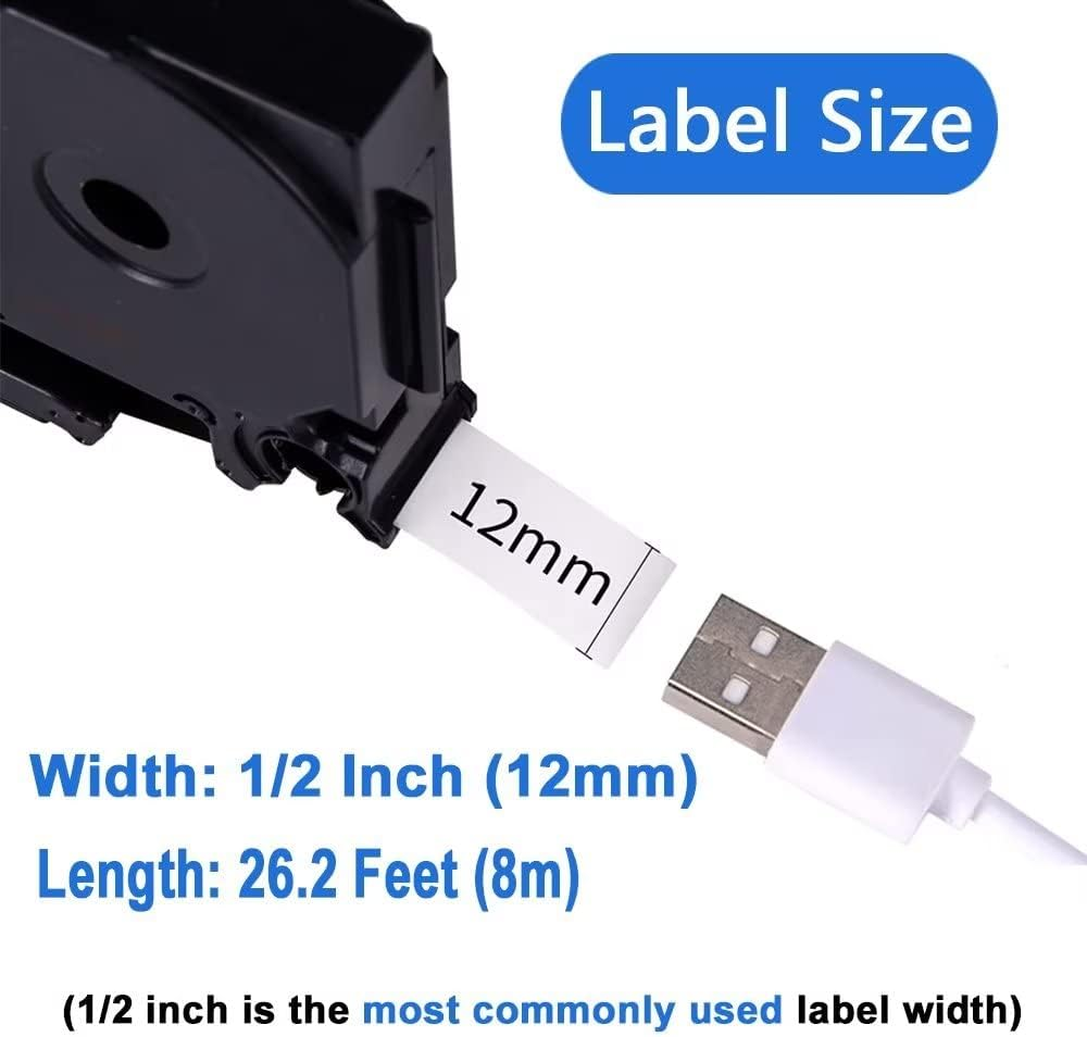 Fimax 4 Packs Tz-231 Tze-231 Label Tape Compatible for Brother P Touch Label Refills, Black on White 0.47'' X 26.2Ft (12Mm/8M),Replacement for Brother Label Maker PT-H105 PT-H107B PT-P300BT image number 6