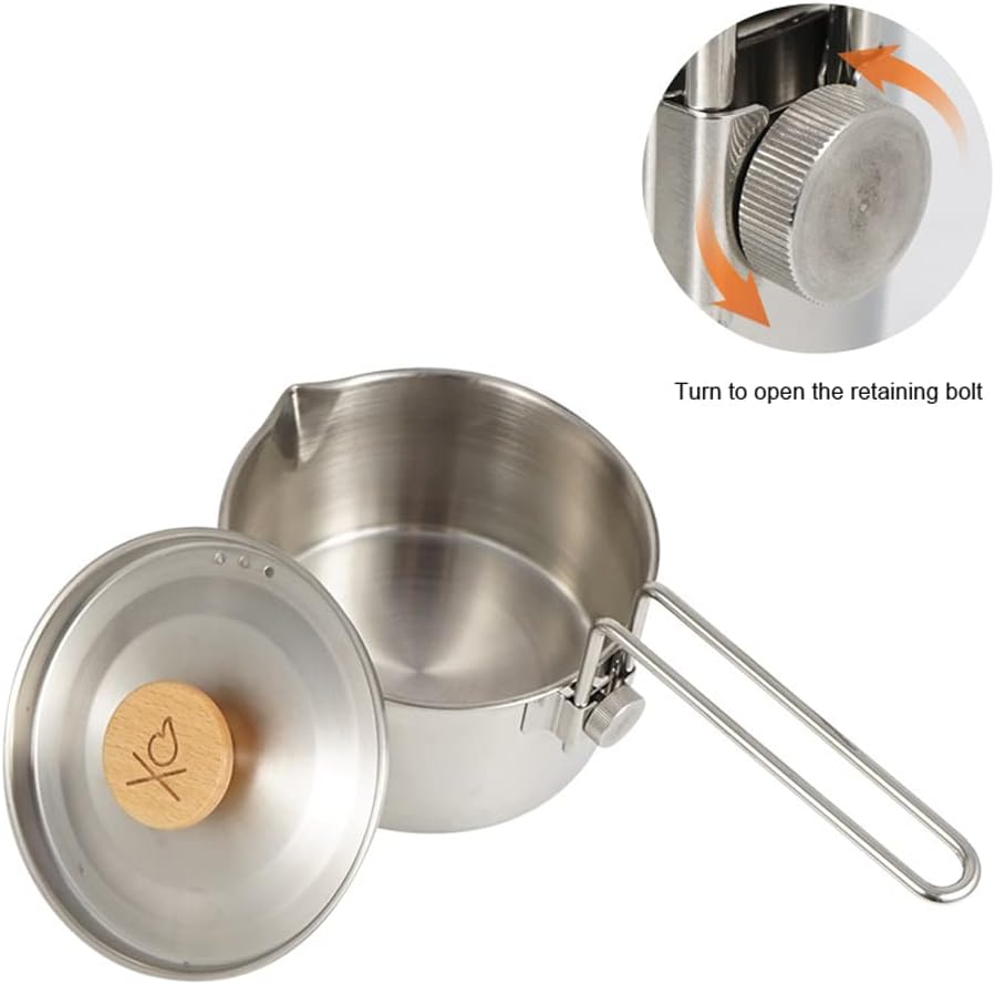 ZEYUAN Stainless Steel Kettle Outdoor Camping Pot Portable Mountaineering Trekking Cooking Tool Travel Hiking Cookware Equipment image number 2