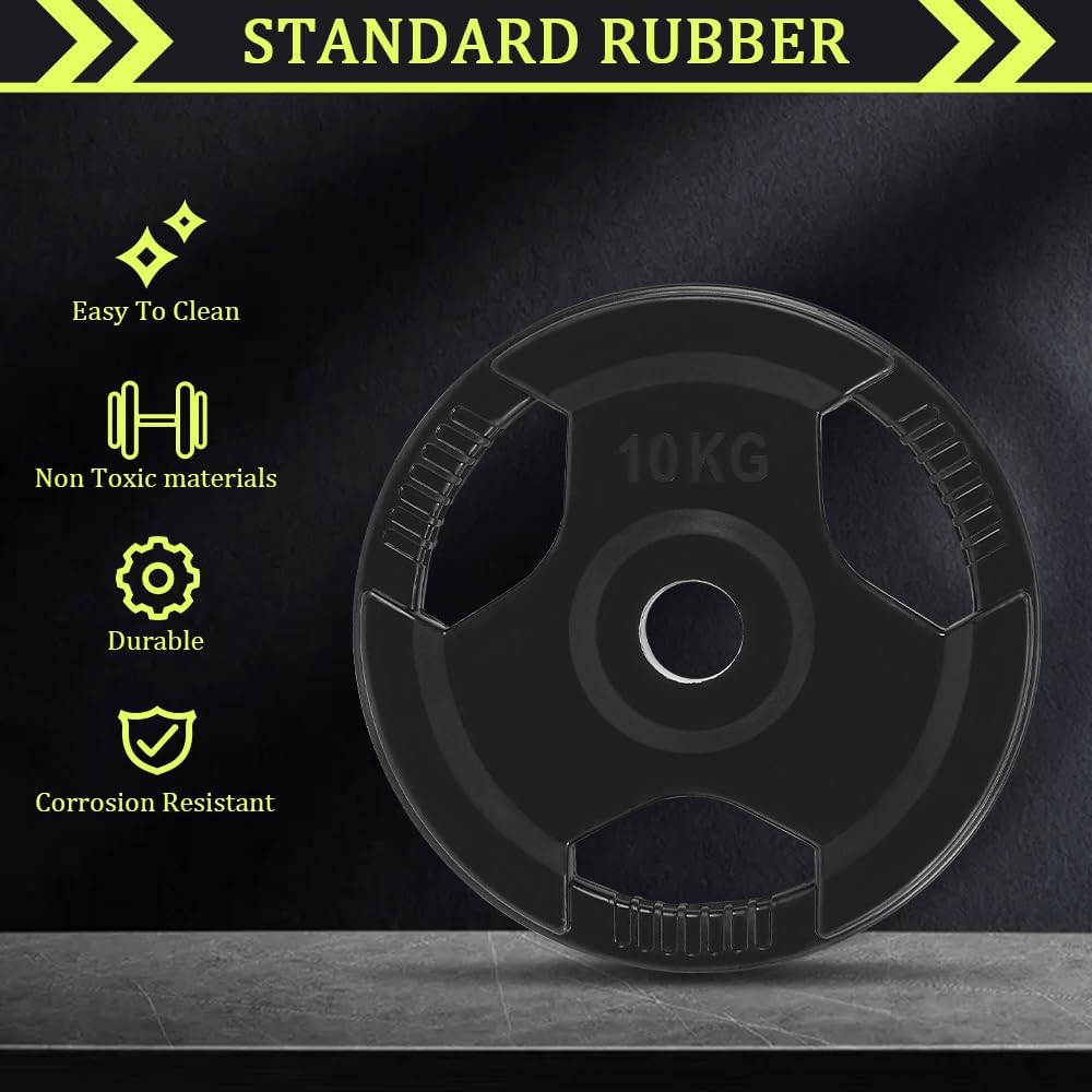 Standard Rubber Coated Weight Plate for Dumbbell and Barbell - Premium Quality Weighted Rubber Coated Plates 28Mm Center Hole,Gym Equipment Accessories Body Building, Weightlifting, Crossfit, Fitness Strength Weight Training 1.25Kg to 20Kg image number 3