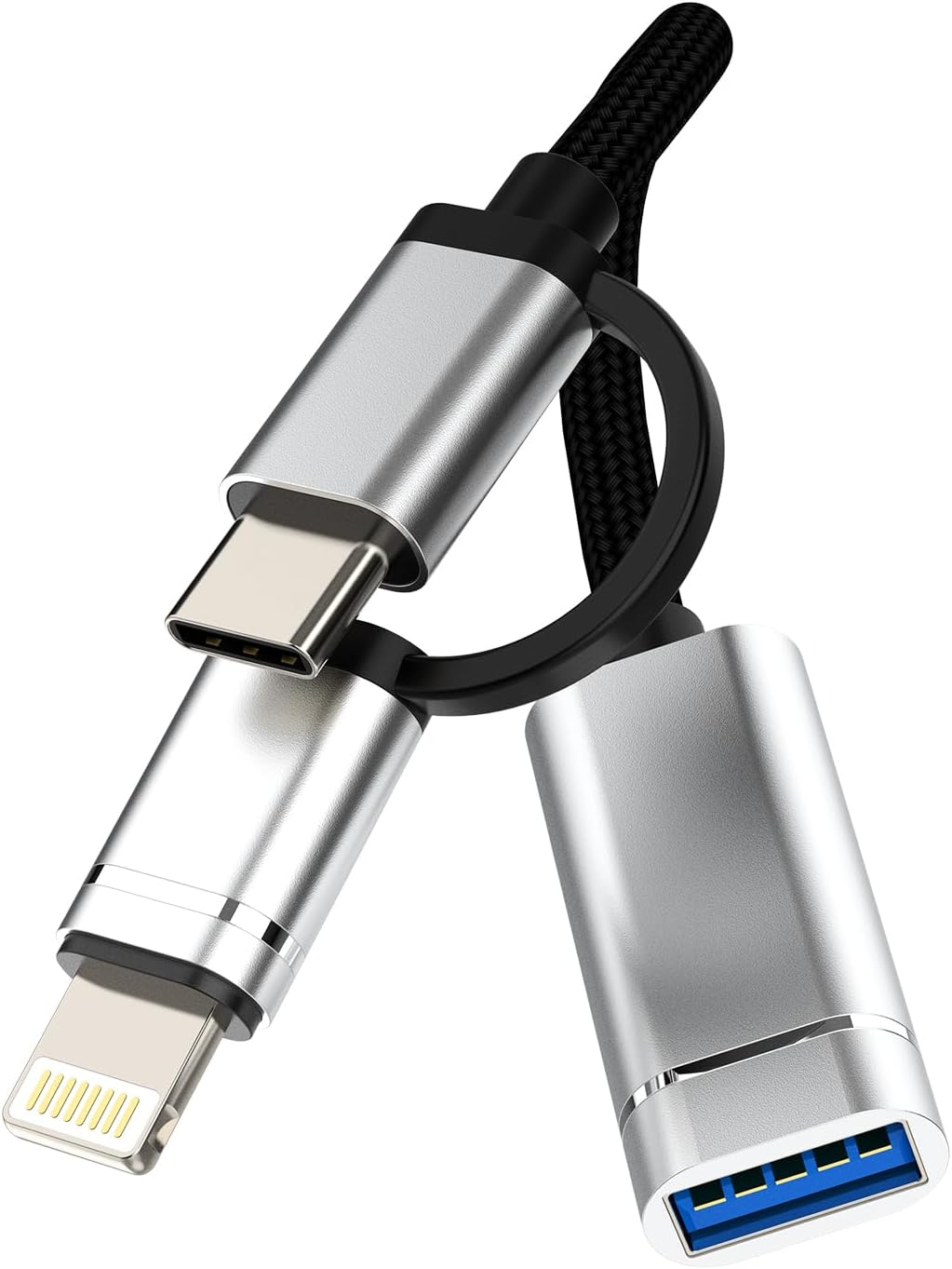 Iphone OTG Cable Adapter(2In1)Usb-A Female to USB C Lightning Male Converter Apple Iphone15 Pro Max plus Ipad Pro Air Mini 3.0 Dongle Thunderbolt Camera Mouse Cord Adaptador Compatible for Samsung CJJ image number 5