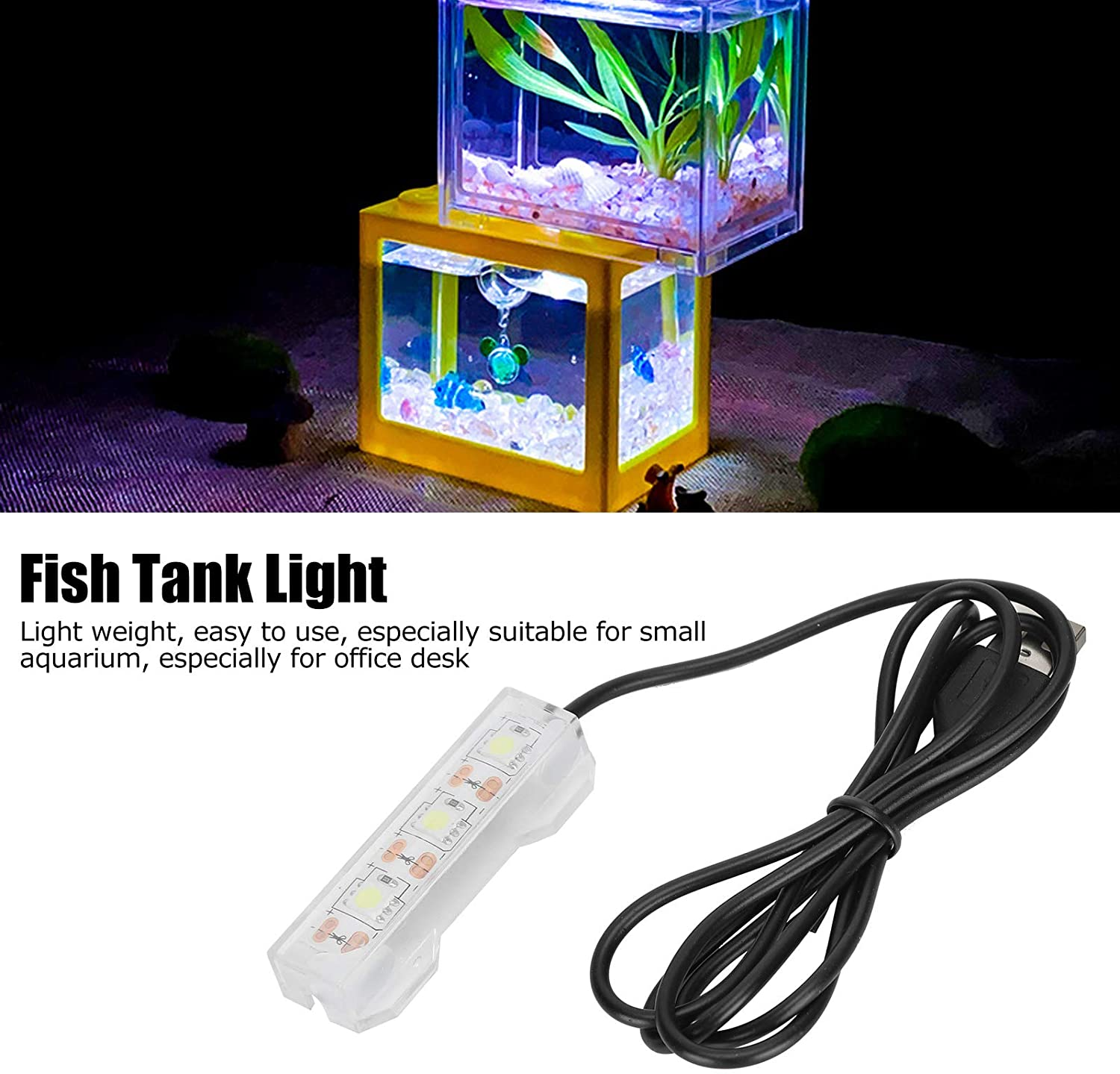 Aquarium LED Light, Small Aquarium Water Plant Light, Mini Decoration Soft LED Fish Light for Freshwater Plants, Office Desk image number 4