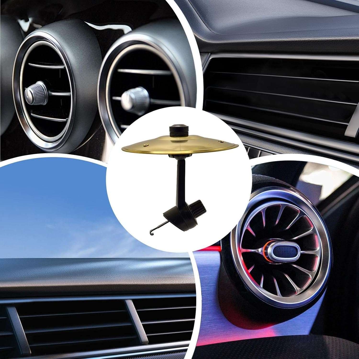 Car Drum Set Air Vent, Mini Dashboard Percussion Instrument, Crash Drums Kit to Driving Fun or Recording Studio for Musicians and Car Enthusiasts, Indoor and Outdoor Use, Gold & Silver image number 4