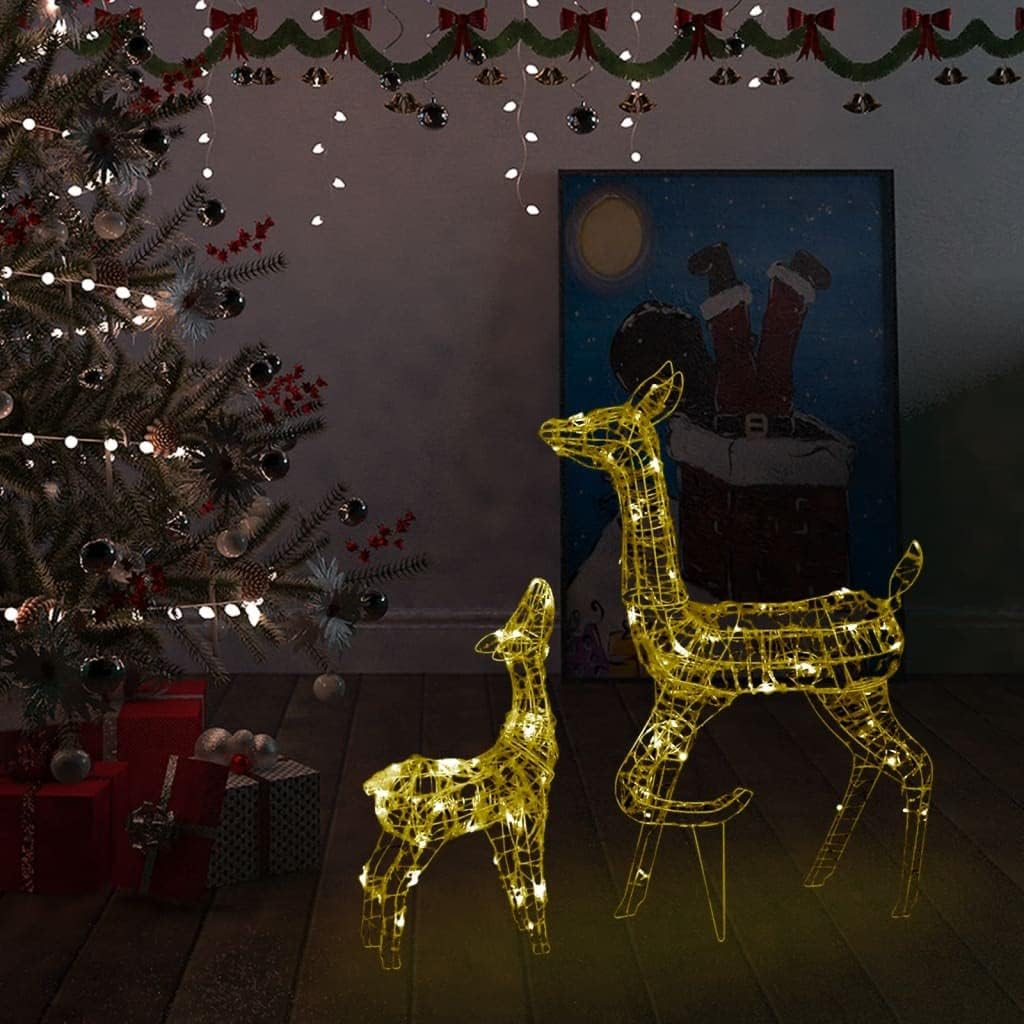 Christmas Reindeer, Xmas Light up Reindeer Outdoor Yard Christmas Decoration Acrylic Reindeer Family Christmas Decoration 160 LED Warm White image number 1