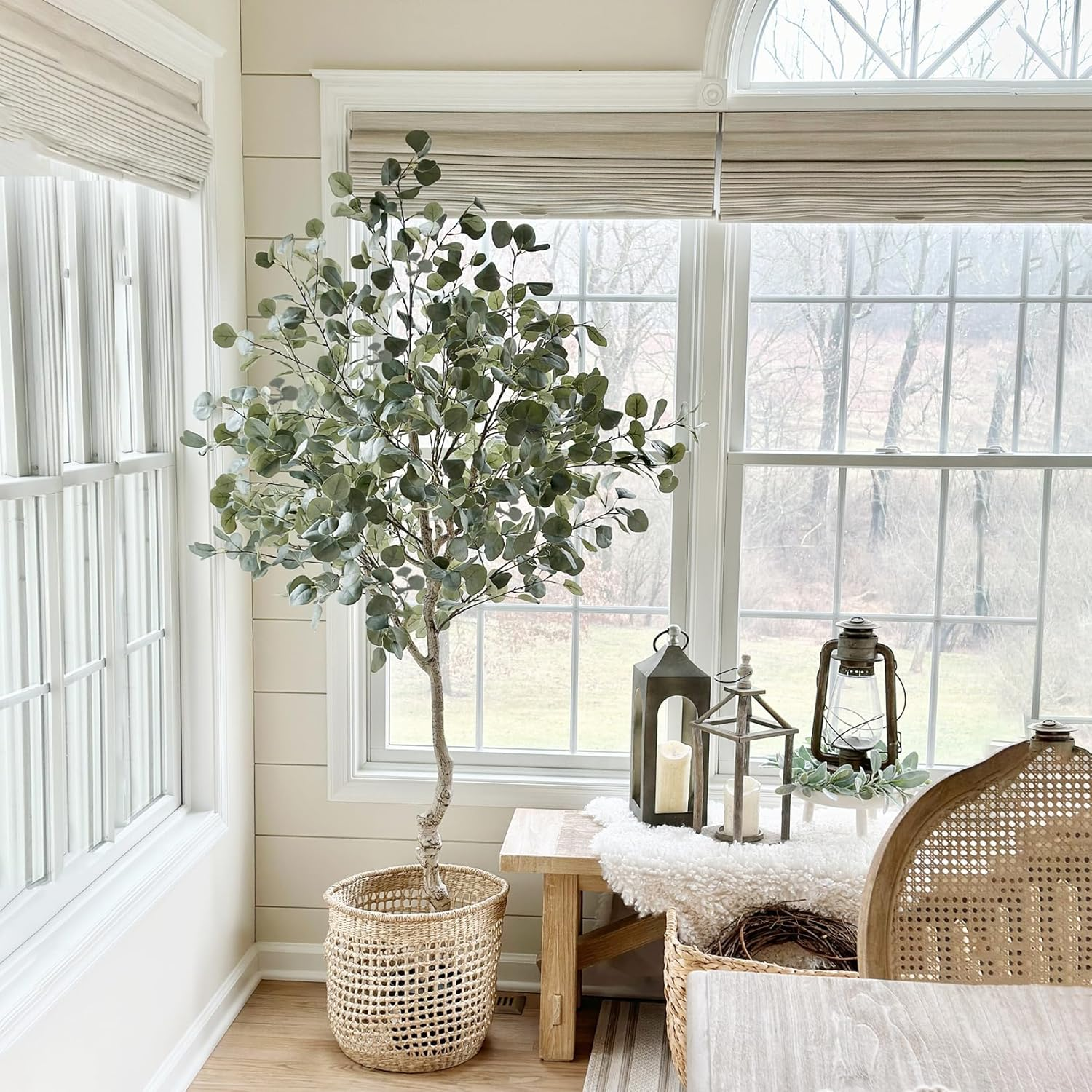 6Ft Artificial Eucalyptus Tree in Plastic Nursery Pot, Tall Faux Eucalyptus Stems Fake Plants with 846 Silver Dollar Leaves, Artificial Trees for Office House Living Room Home Decor Indoor image number 2