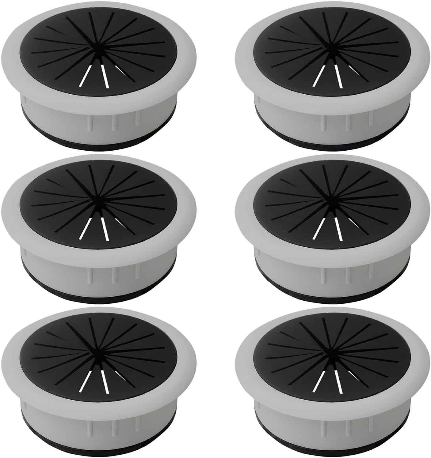 6Pcs Flexible Desk Grommet Detachable Data Cable Storage and Sorting Tools 50Mm/2Inch Grommet Adjustable Aperture Wire Cord Grommets Cable Hole Cover for Office Computer Desk Wire Organizer image number 6