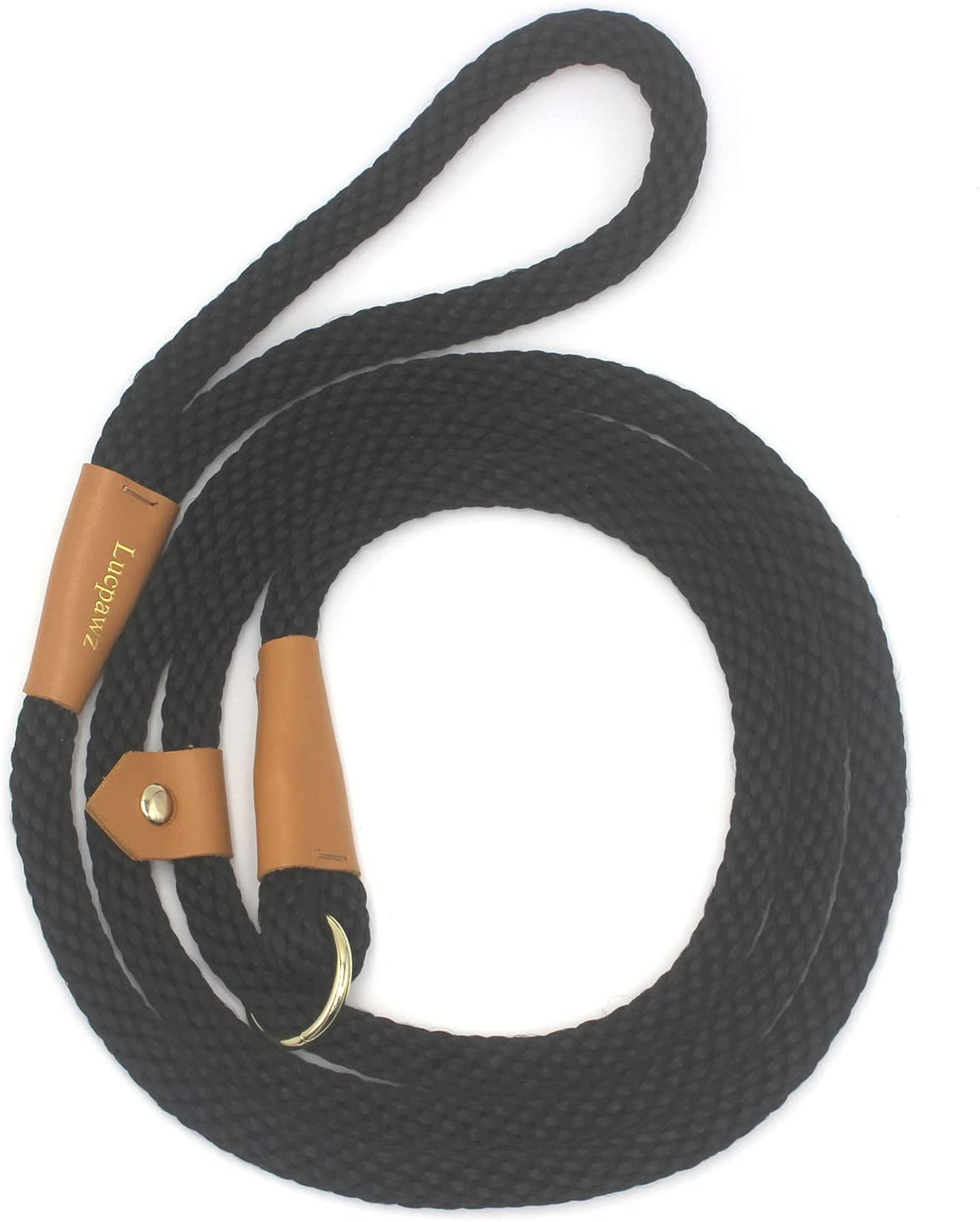 Slip Leads for Dogs 6FT, Checkcord Rope Slip Leash, No Pull Dog Rope Slip Leash, Easy to Use Leash Collar Combo Black