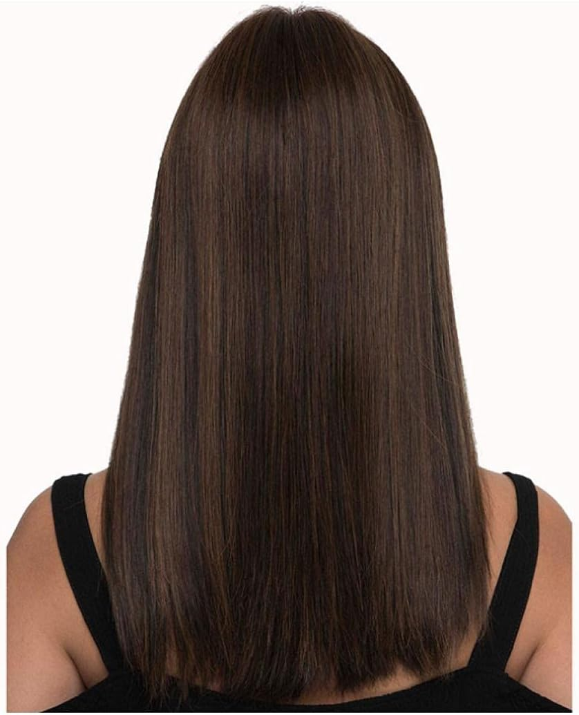 18 Inch Nature Straight Deep Brown Wigs for White Women Soft Hair Synthetic Wigs-A image number 1