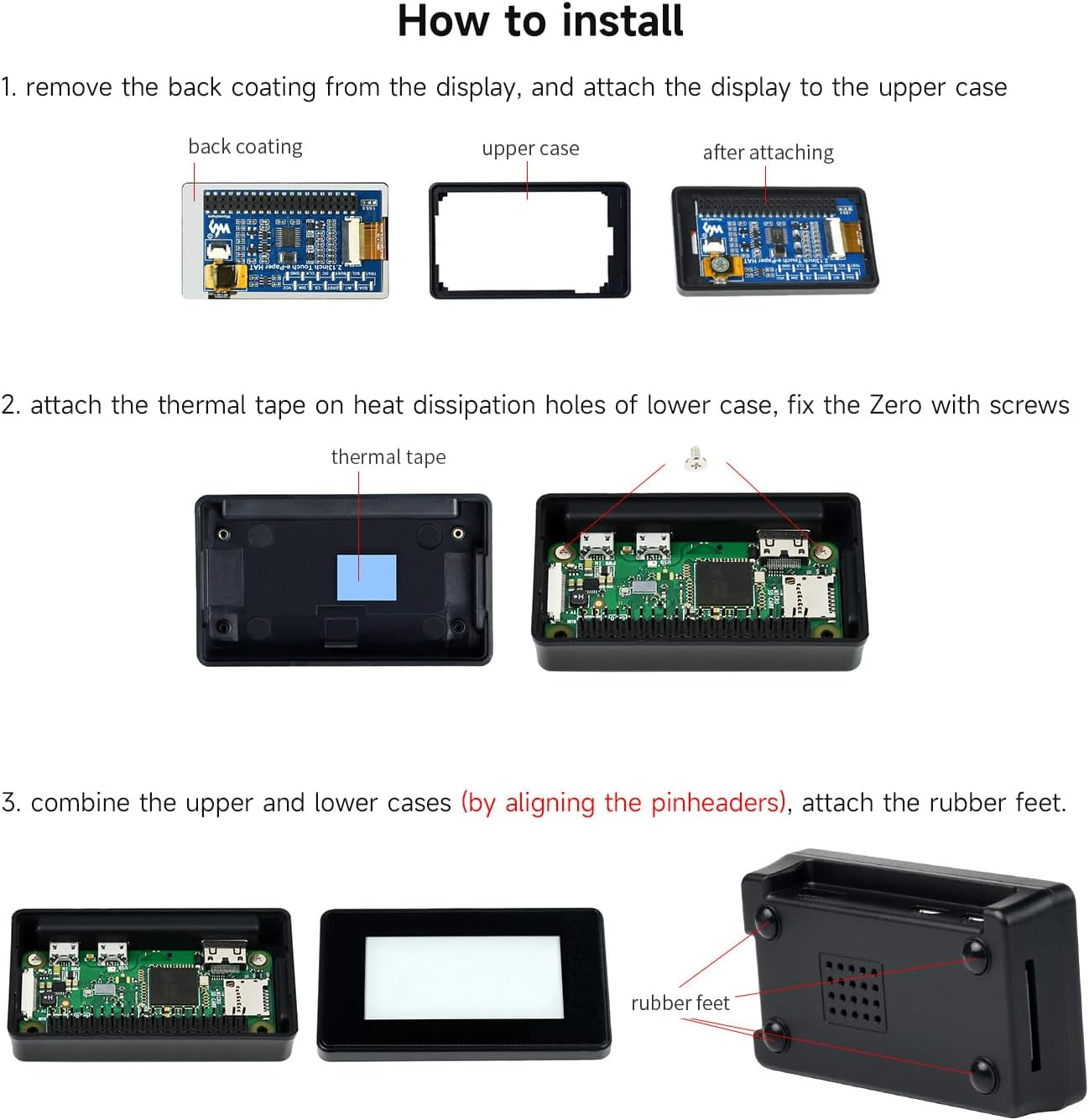 Waveshare 2.13Inch Touch E-Paper E-Ink Display for Raspberry Pi Zero 250&times;122 Pixels Supports Partial Refresh with ABS Protection Case image number 1