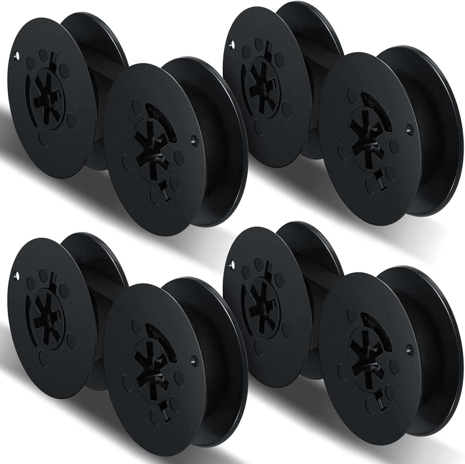 Seajan 4 Pairs Universal Dual Shaft Typewriter Ribbon Vintage Typewriter Ribbon, 1/2 Cloth for Most Machines(Black)