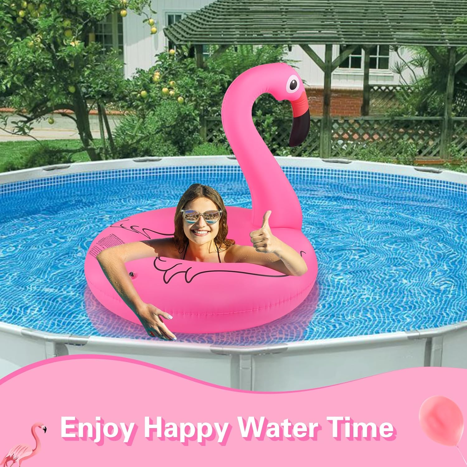 Inflatable Pool Floats, Pool Tubes Swim Ring Pink Pool Float, 42'' Large Pool Float, Pool Inner Tube Beach Floats for Adults, Blow up Floaties Water Floaties Pool Raft Lounger Lake - Pink image number 2
