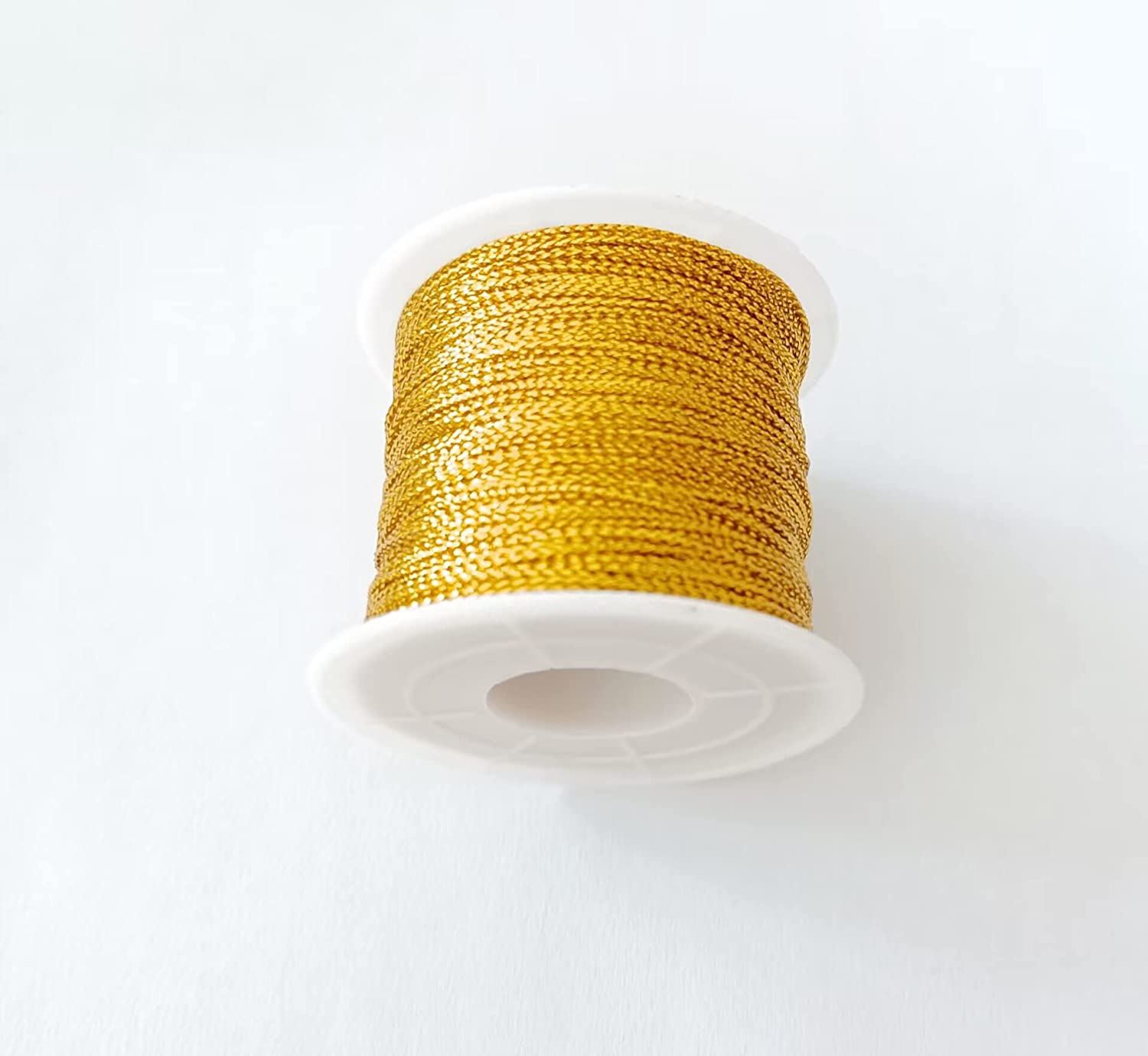 Gold String Metallic Cord 1Mm Tinsel String Thread for Craft Jewelry Making Gift Wrapping Hanging Ornament 100 Meters (Gold)