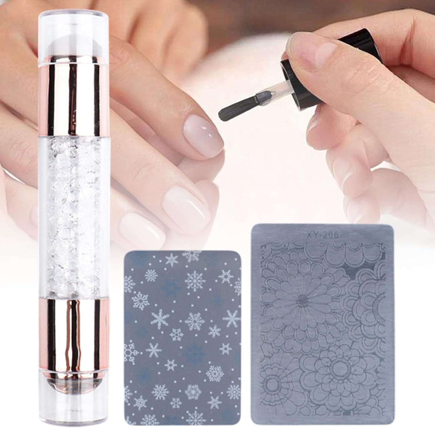 Nail Stamper Tool - Manicure Stamping Pens - Rhinestone Embellished Double Ended Stamping Pens for Women Nail Salon Manicure image number 6