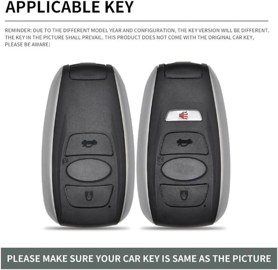 Ontto Alloy Car Key Fob Cover Fit for Subaru Forester Crosstrek Outback WRX Ascent BRZ Impreza Legacy Leather Smart Key Case Shell Key Holder Bag Keyring Keychain Protector Accessories Silver-Brown image number 1