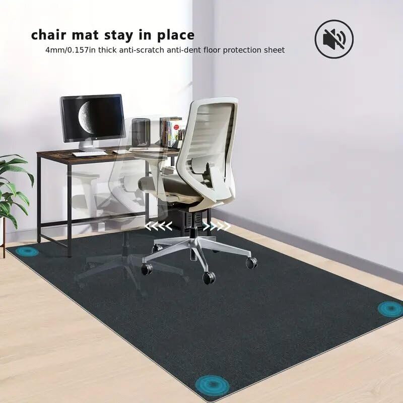 Office Chair Mat for Hardwood Floors or Carpet 140X180Cm - Non-Slip Office Mat for Rolling Chairs with TPR Rubber Backing, Heavy Duty & Cuttable Desk Floor Protector Mat for Home Office image number 1